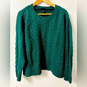 Torrid Green Cable Knit Sweater